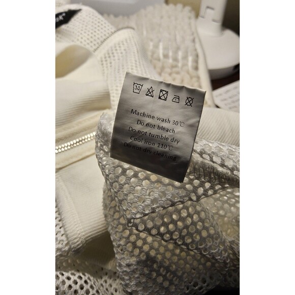 NWOT Size Large Allegra K Bomber White Mesh Design Bomber Jacket - Picture 7 of 10